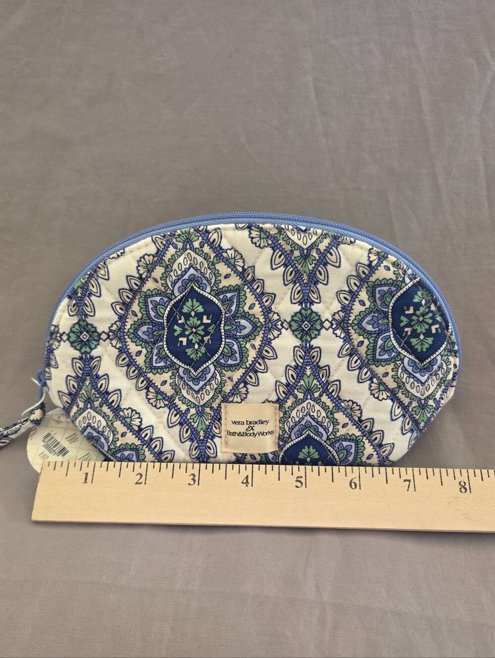 Vera Bradley Blue, Navy & Green Quilted Zip Wristlet